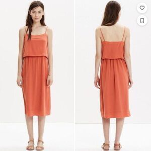 Madewell | 100% Silk Overlay Cami Dress Burnt Orange Sleeveless Dress Size 4